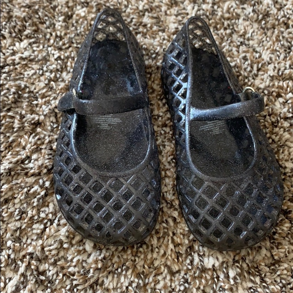 Old Navy Girls Black Glitter Jelly Sandals: Size 8